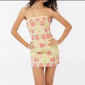 With Jean Butter Yellow Chloe Floral Mini Dress L